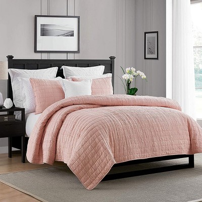 Swift Home | Enzyme Washed Crinkle Channel Stitched 3-Piece Quilt Set