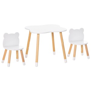 INFURNIC Kids Table Sets Wooden Table and Chair Set with Cute Bear Shape for Arts and Meals, White, 22"*22"*19.8" - 1 of 4