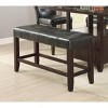 Vynxaria Formal Classic Counter Height Bench Black and Brown Finish, Faux Leather Tufted Upholstered Seat - 4 of 4