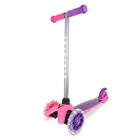 Voyager 3 Wheel Kick Scooter With Light Up Wheels And Tbar - Pink ...