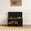 Vynxaria Black Brown Shoe Bench with Soft Cushion and Hidden Storage - 4 of 4
