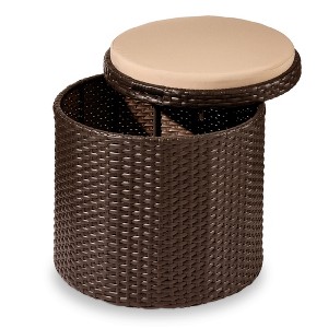 Best Choice Products Round Wicker Ottoman, Multipurpose Furniture w/ Removable Cushion, Steel Frame - 1 of 4