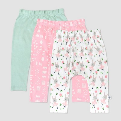Honest Baby 3pk Tu-Tu Cute Cuff-less Harem Pants - Pink 12M