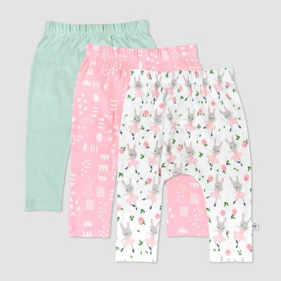 Image of Honest Baby 3pk Tu-Tu Cute Cuff-less Harem Pants - Pink 3-6M