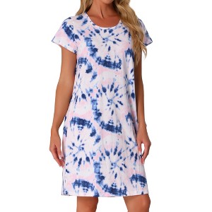 INSPIRE CHIC Women's Short Sleeve Round Neck Printed Nightgown Nightshirt - 1 of 4