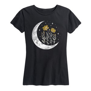 Women's - Instant Message - Floral Moon Short Sleeve Graphic T-Shirt - 1 of 4