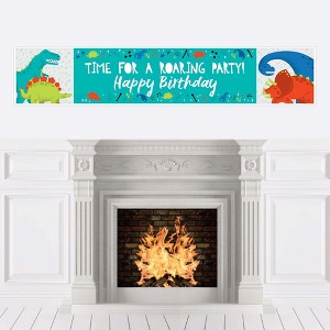 Big Dot of Happiness Roar Dinosaur - Dino Mite T-Rex Happy Birthday Decorations Party Banner - 1 of 4