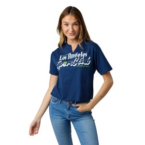 Los Angeles California Women's Navy V-Neck Short Sleeve Cropped Tee - 1 of 4