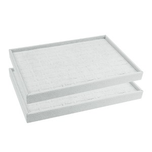 Unique Bargains Stackable Velvet Grey Jewelry Container Trays with Removable Dividers Set of 2 - 1 of 4
