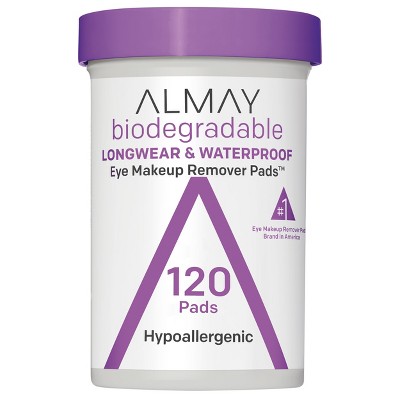 Almay Biodegradable Longwear & Waterproof Eye Makeup Remover Pads - 120ct