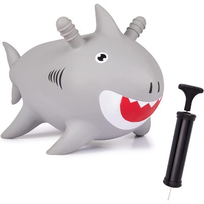 Hoovy Inflatable Bouncy Shark with Pump | Bouncing Shark Ride on Toy for Kids | Shark Jumping Hopper Gift for Toddlers & Children