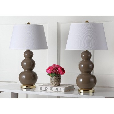 Pamela 28-Inch Taupe Ceramic Triple Gourd Table Lamp Set