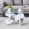 Modern Glass Coffee Table,Side Table With Tempered Glass Top And MDF Legs,Round Coffee Table For Living Room Dining Room-Cuddlewood - 2 of 4