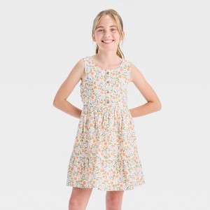 Girls' Sleeveless Woven Floral Dress - Cat & Jack™ - 1 of 3