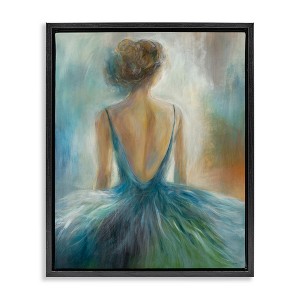 Stupell Industries Ballet Girl Figure Painting Floating Frame Canvas Art, Black, 17" x 21" - 1 of 4