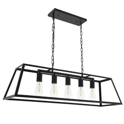 Resolute Black 5-Light Geometric Pendant Lamp