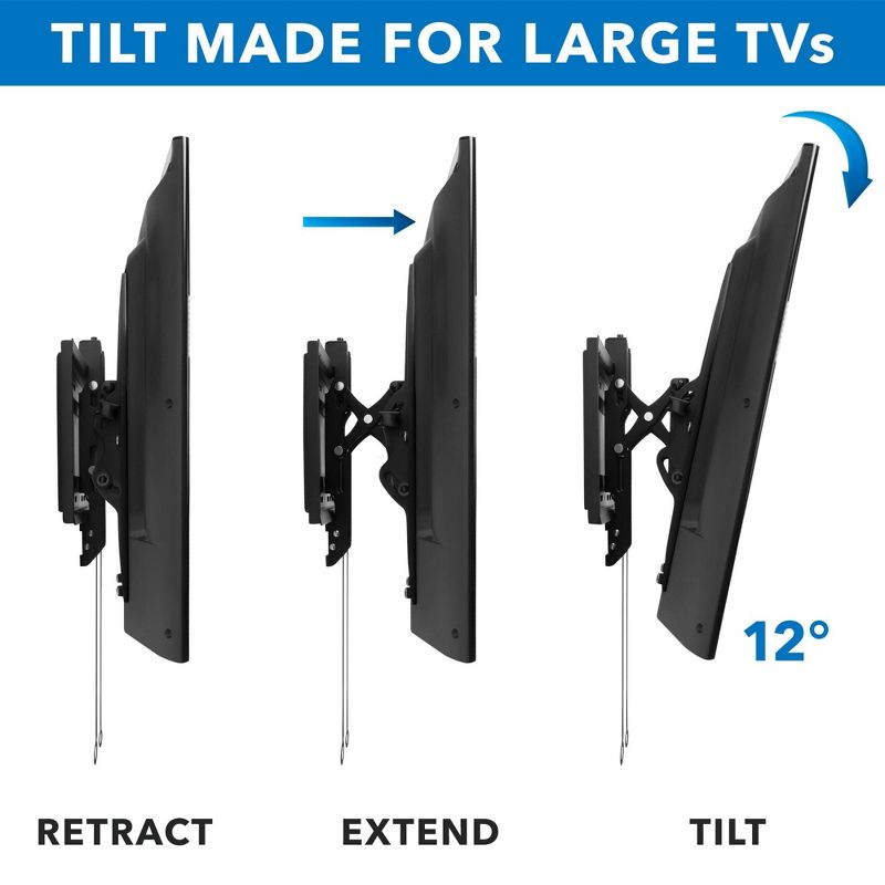 Mount-It! Advanced Tilt TV Wall Mount, Full Tilting Extendable Mounting Bracket Fits 37" - 80" Screen, Perfect Above Fireplace Mounting Bracket, 5 of 10