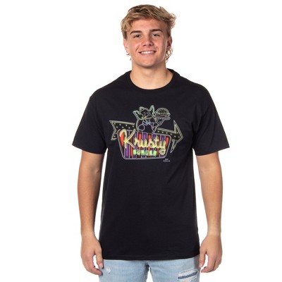 The Simpsons Men's Krusty Burger Neon Sign Logo Adult T-Shirt Tee