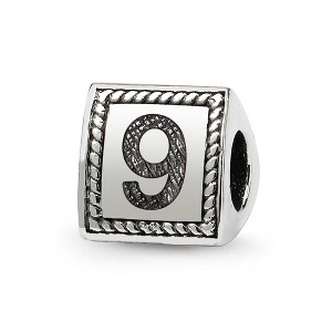 Black Bow Jewelry Triangle Block, Number 9 Sterling Silver Bead Charm - 1 of 3