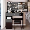 37" Middle Size Left Drawer Desktop Vanity Table + Cushioned Stool, Large Sliding, Touch Control, Tri-color Switching - 4 of 4