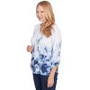 Alfred Dunner Womens Floral Border Ruched Sleeve Henley Top - 3 of 4
