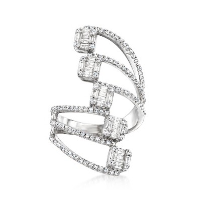Ross-Simons 1.00 ct. t.w. Diamond Cluster Bypass Ring in 14kt White Gold