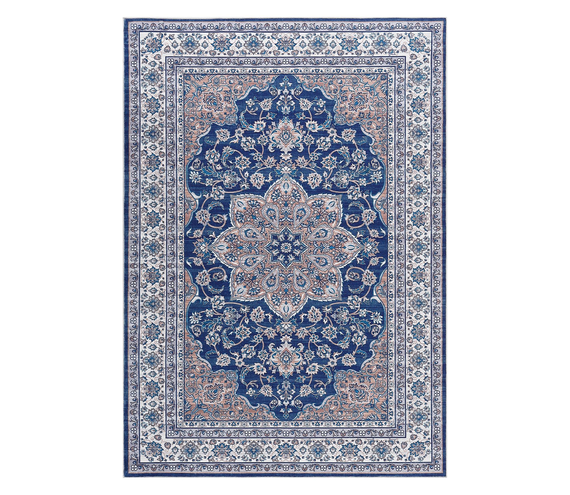 Area Rug Modern Washable Rug Vintage Rug Indoor Floor Print Distressed Carpet Lightweight Kitchen Living Room Bedroom Dining Room Blue 8*10ft