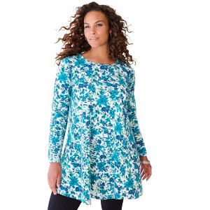 Roaman's Ultimate Long Sleeve Crewneck Swing Tunic - 1 of 2