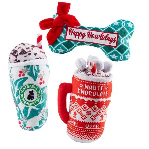 Holly Cup, Green Stars Bone, & Haute Chocolate | Christmas Dog Toys - 1 of 4
