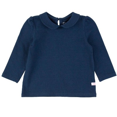 RuffleButts Toddler Girls Peter Pan Collar Long Sleeve Top