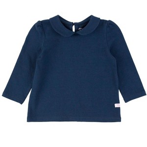 RuffleButts Toddler Girls Peter Pan Collar Long Sleeve Top - 1 of 4