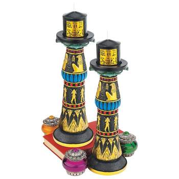 Design Toscano Temple of Rameses Sculptural Candleholder: Set of Two