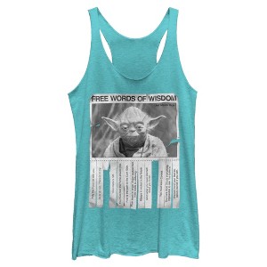 Womens Star Wars Yoda Words of Wisdom Racerback Tank - 1 of 4