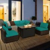 Tangkula 7PCS Patio Rattan Furniture Set Fire Pit Table Cover Cushion - 3 of 4