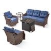 Gymojoy Outdoor Sofa Swivel Chairs with Fire Pit Table - 3 of 4