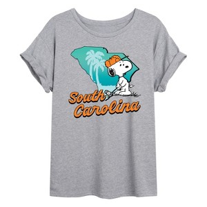 Women's - Peanuts - South Carolina Snoopy Golf Oversized Graphic T-Shirt - 1 of 4