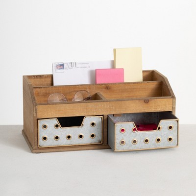 Sullivans Desk Caddy Storage Organizer With Drawers 6.25"H Silver