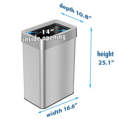 iTouchless 16 Gallon Brushed Stainless Steel Touchless Trash Can