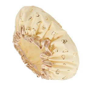 Unique Bargains Women Double Layer Heart-shaped Shower Cap 1 Pc - 1 of 3