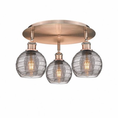 Athens Deco Swirl - 3 Light Flush Mount In Industrial Style-8.63 Inches Tall and 17.63 Inches Wide