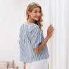 Women's Chic Striped Lace-Up Blouse with Puff Sleeves - Cupshe - 3 of 4
