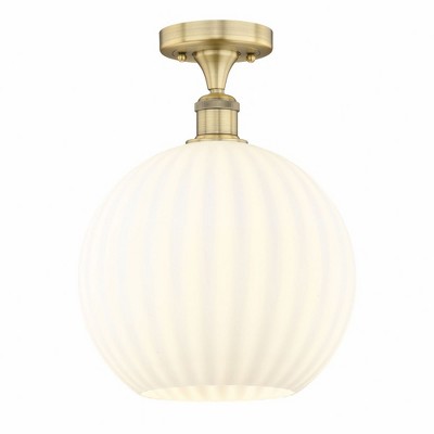 White Venetian - 1 Light Semi-Flush Mount In Modern Style-13.63 Inches Tall and 12 Inches Wide