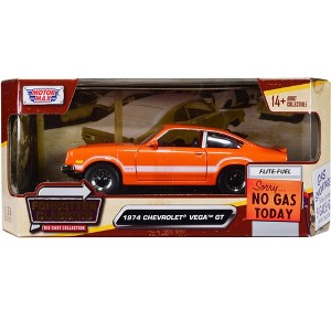 1974 Chevrolet Vega GT Orange Metallic with White Stripes "Forgotten Classics" Series 1/24 Diecast Model Car by Motormax - 1 of 3