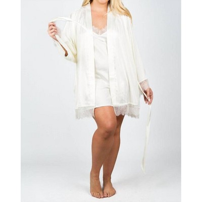 Women's Satin & Lace Short Robe - Kilo Brava