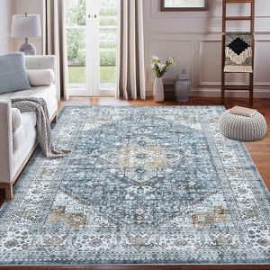 Acekool 5x7 Washable Area Rug, Non Slip, Thin, Foldable, Non-Shedding Carpet – Soft, Easy Care Floor Mat for Living Room, Bedroom, Kitchen - 1 of 4