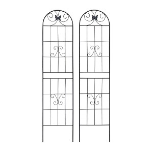 Lirago Black 2 pieces Weatherproof Multi-functional Outdoor Screen-Laser-Cut Galvanized Steel Panel 86.61"Hx19.68"Wx0.51"D - 1 of 4