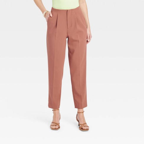 Women's High-rise Tailored Trousers - A New Day™ Brown 8 : Target