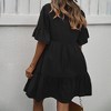 Women Flowy Midi Dress V Neck Flowy Summer Dress with Flutter Sleeves Sundress Flounce Tiered Solid Summer Midi Peasant Dress - 2 of 4