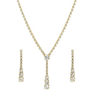 Women's Gold - Toned Copper Necklace and Earrings Set - Minimalist Elegance - 1 of 4