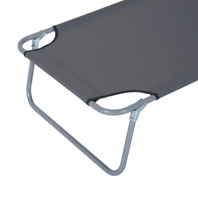 Gray Steel Armless Outdoor Chaise Lounge Chair with Sunshade